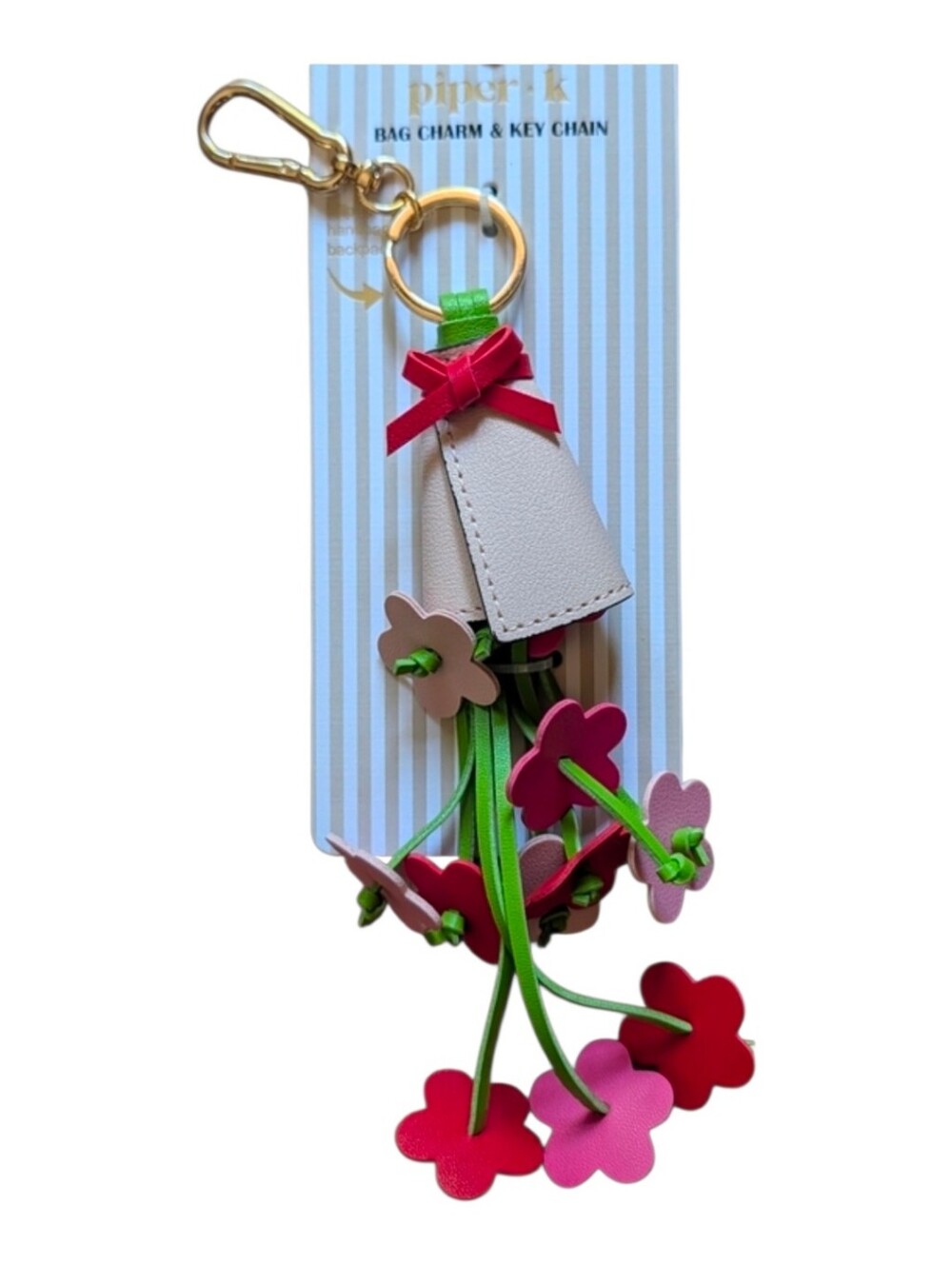 💕▪️Piper K ▪️Floral Bouquet Tassel Key & Bag Charm in Pink and Green